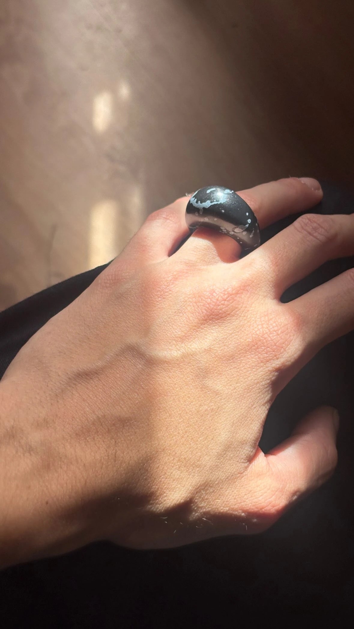 Snowflake Obsidian Donut Ring